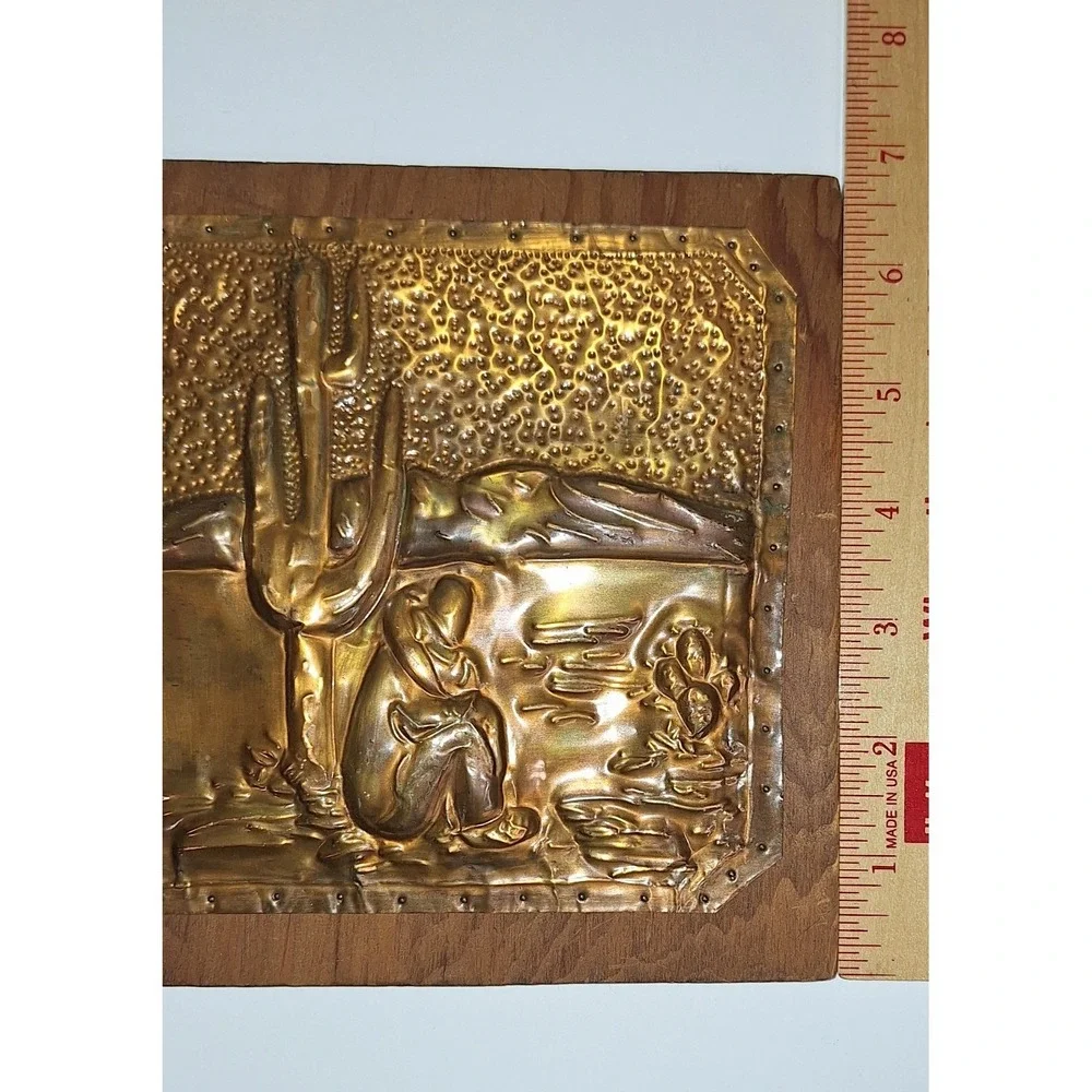 Hammered Etched Copper Southwest Cactus‎ Siesta Sombrao  Picture